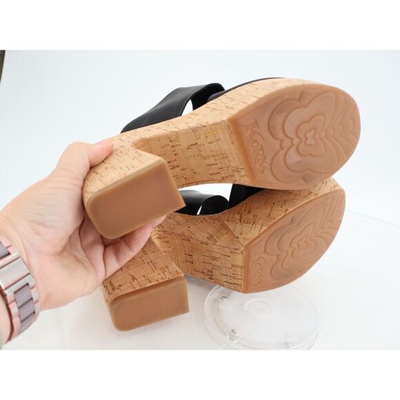 Korks Kork Ease Dezi Sandals Platform Black Vegan Strappy Chunky Heel Size 10 - Picture 10 of 12